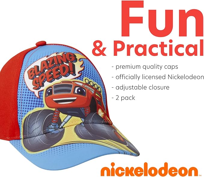 Nickelodeon Boys Blaze & The Monster Machines 2 Pack Cotton Baseball Cap (Ages 2-4)