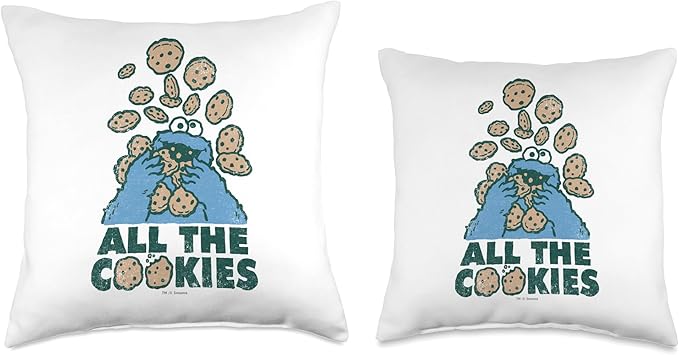Sesame Street Monster All The Cookies Throw Pillow, 18x18, Multicolor
