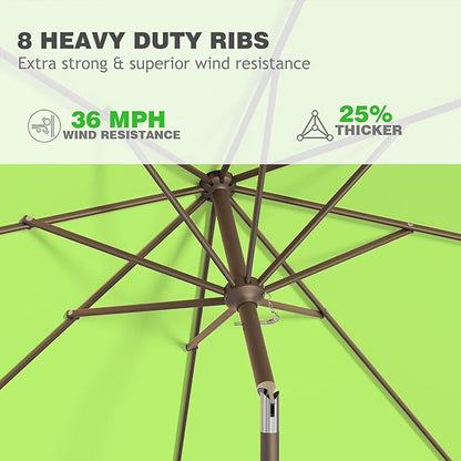 9 FT Patio Umbrella for Outdoor, Outdoor Umbrella with Push Button Tilt and Crank, Outdoor Patio Umbrellas with 8 Sturdy Ribs for Market, Garden, Deck, Backyard, Pool (Apple Green)