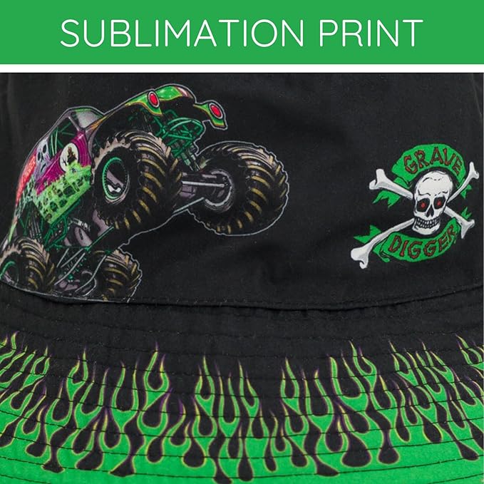 Monster Jam El Toro Loco Grave Digger Maximum Destruction Megalodon Monster Mutt Zombie Bucket Sun Hat One Size