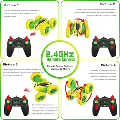 Remote Control Car, RC Cars Toys, 2.4GHz 4WD Fast RC Car Kids Toys Double Sided 360° Rotating Monster Truck Toys for Girls RC Truck Toy Cars for Boys