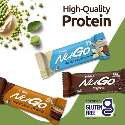 NuGo Protein Bar, Peanut Butter, 11g Protein, Gluten Free, 15 Count