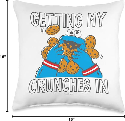 Sesame Street Cookie Monster My Crunches Throw Pillow, 16x16, Multicolor