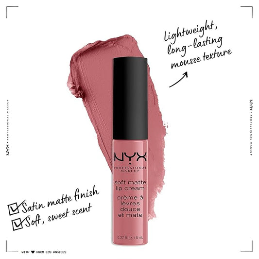 NYX PROFESSIONAL MAKEUP Soft Matte Lip Cream, Lightweight Liquid Lipstick - Beijing (Light Dusty Rose)