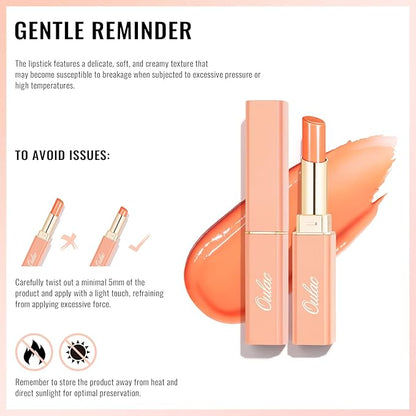 Oulac Moisturizing Shine Lipstick Red for Women - 2 in 1 Glossy Red Tinted Lip Balm, Hydrating Summer Lipstick for Dry Lips,Shine Juicy Finish Vegan 2.2g/0.07oz (16)