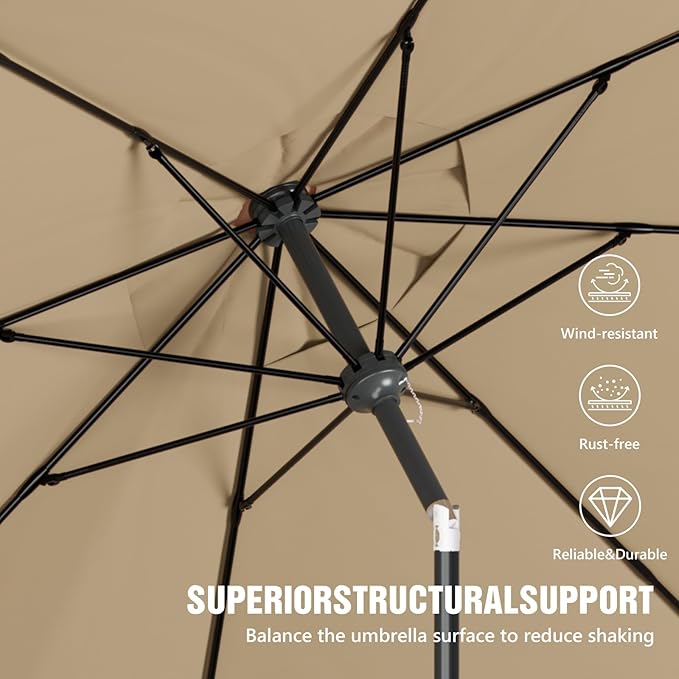 Patio Umbrellas, Pool Umbrella, Outdoor Umbrella with Push Button Tilt/Crank, Deck Umbrellas, Market Umbrela Table for Backyard, Deck, Garden, Pool