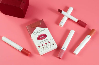 evpct 4Pcs Smoke Pipe Lip Color Changing Lipstick Little Smoke Cigarette Matte Lip Balm Set Kit for Women Beauty Lipstick and Lipliner Glossy Rose Pink Nude Lip Gloss Long Lasting 24