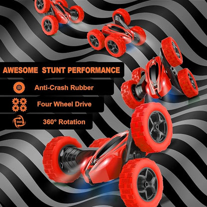 Remote Control Car, RC Cars Toys 2.4GHz 4WD Fast RC Car Kids Toys, Double Sided 360° Rotating Monster Truck Toys for Girls RC Truck Toy Cars for Boys