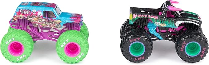 Monster Jam, Official Nitro Neon, Son-uva Digger Vs. El Toro Loco, 1:64 Scale Die-Cast Monster Trucks, Kids Toys for Boys Ages 3 and up