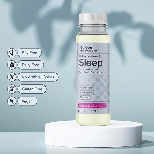 Sleep Drink with Advanced Nanoscience Technology - Contains Melatonin, Ashwagandha and Valerian Root - 3 Pack Liquid Sleeping Aid Help Fall Asleep Faster, Mix Berries 2oz