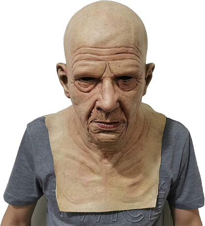 Realistic Old Man Mask Halloween Mask Scary Latex Old Man Grandpa Mask Halloween Wrinkle Face Mask