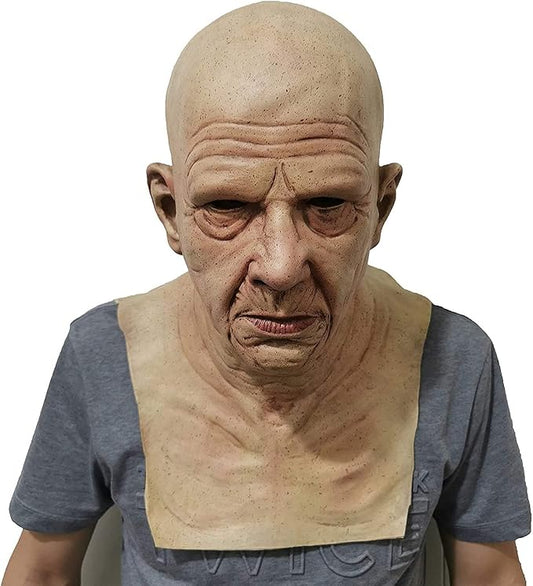 Realistic Old Man Mask Halloween Mask Scary Latex Old Man Grandpa Mask Halloween Wrinkle Face Mask