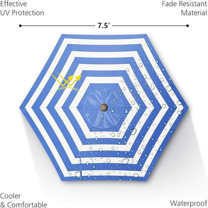 7.5Ft/9Ft Patio Umbrella, UV Protect Pool Umbrella with Heavy Duty Pole,Outdoor Umbrella with Push Botton Tilt & Crank