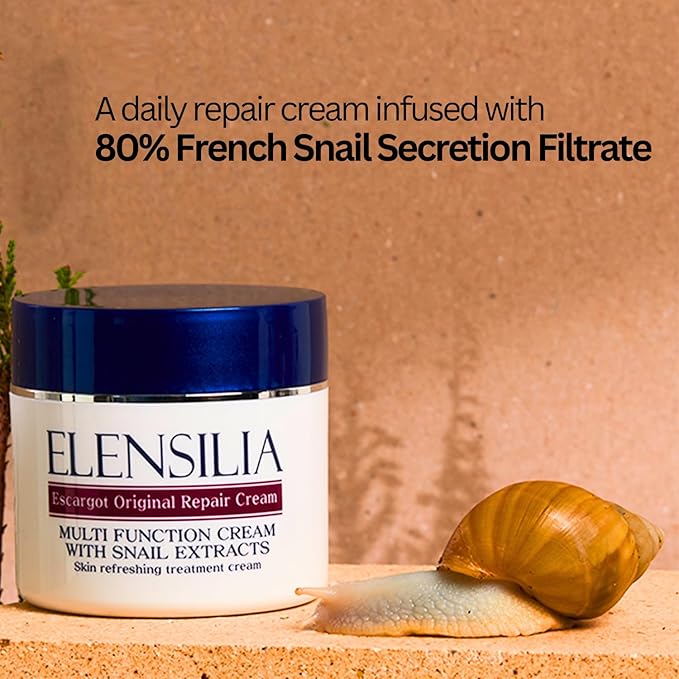 Original Escargot Facial Repair Cream 1.76 oz - 80% French Mucin for Moisturizing - Bouncy Gel Texture - Long-Lasting Hydration, Wrinkle and Blemish care - Korean Skincare