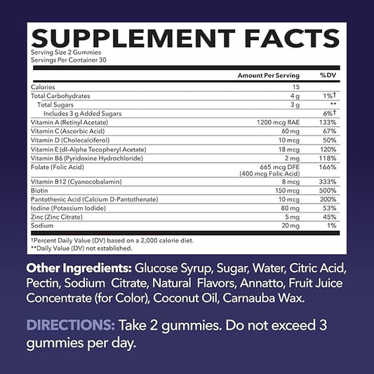 Multivitamin Gummies for Men and Women - GLP-1 Nutritional Support with Daily Vitamins and Minerals for Optimal Wellness - Adults Multivitamin Gummy with Vitamin C, D and Zinc - Month Supply