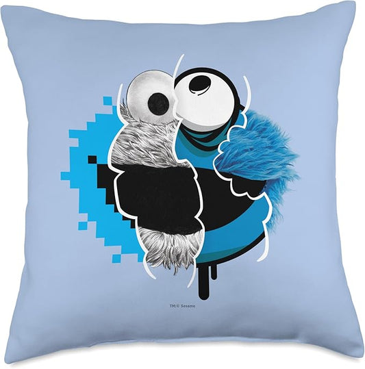 Sesame Street Split Cookie Monster Throw Pillow, 18x18, Multicolor