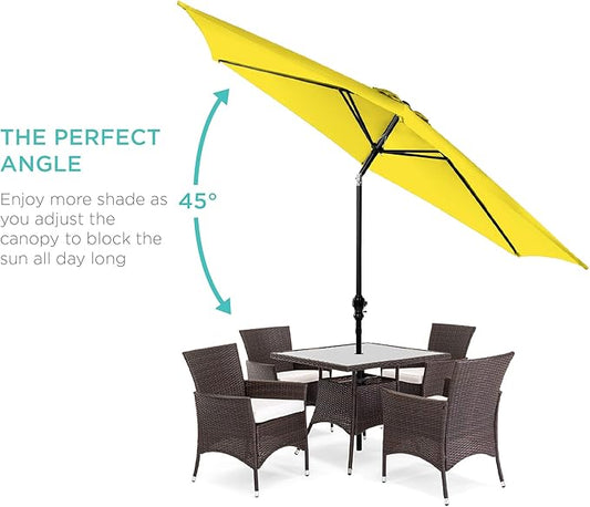 Best Choice Products 10ft Outdoor Table Compatible Steel Polyester Market Patio Umbrella w/Crank and Easy Push Button Tilt - Yellow