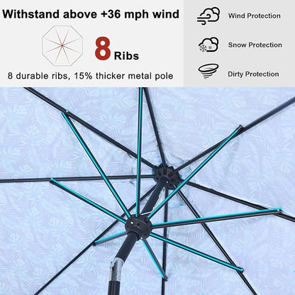 ABCCANOPY 9FT Outdoor Patio Umbrella, 8 Ribs Table Umbrella w/Crank for Easy Set Up, Suitable for Garden, Lawn, Deck & Backyard (Grass Green)