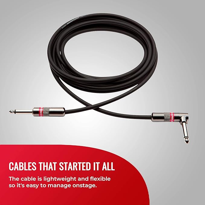 Monster Prolink Classic Instrument Guitar Cable - 21 ft Straight to Right AngleInstrument Cable. All Metal & Duraflex Outer Jacket. 90% Copper Braided Shield Monster Instrument Cable