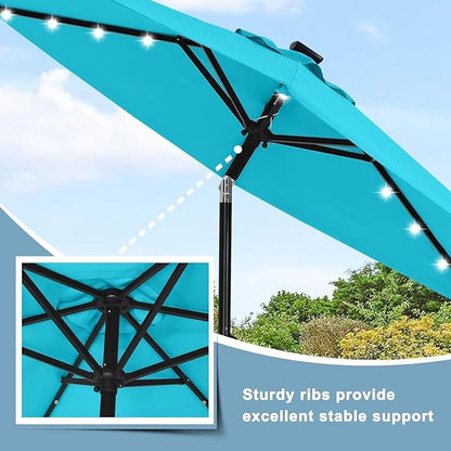 ABCCANOPY 7.5ft Solar 24 LED Lighted Patio Umbrella, Lake