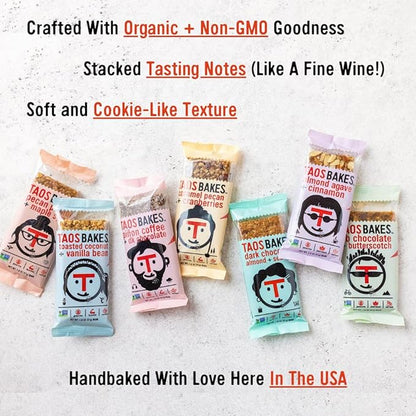 Taos Bakes - Granola Bars - Gingersnap + Pecan - 7g Protein, Gluten Free, Non-GMO, & Vegan - Healthy Snacks for Adults - Filled with Pecans, Almond Butter, & Chia Seeds (12 Pack, 1.8oz Bars)