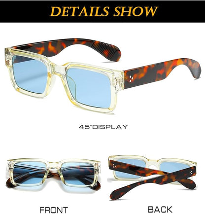 EYLRIM Square Frame Sunglasses for Women Men Trendy Chunky Rectangle Sun Glasses Black Shades UV400 Protection