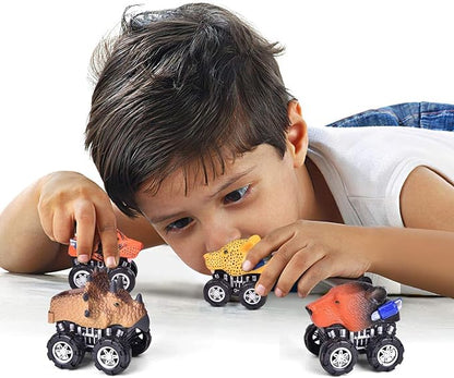 Liberty Imports 12 Pack Monster Truck Pull Back Cars, Large Animal Toy Pullback Racers Vehicles Party Favors Play Set for Kids, Boys, Toddlers