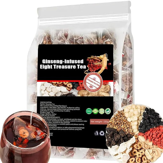 Raipult Kidney Tea Formula Ginseng Eight Treasure, 8 Precious Ingredients Ginseng-Infused Teas, Six Treasures Cleanse Detox Health Teabag for Women & Men (1)