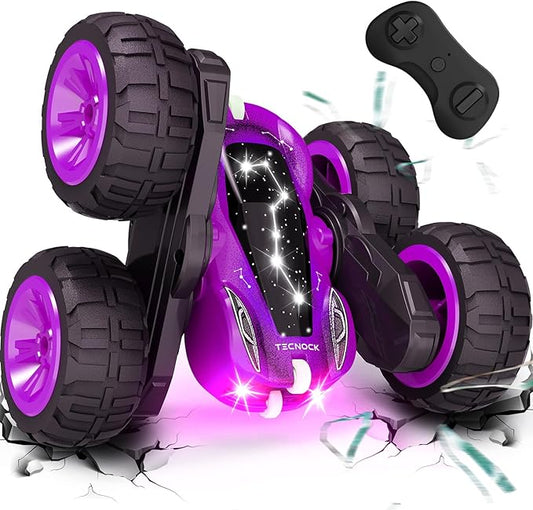 Tecnock Remote Control Car for Kids, 2.4GHz RC Car with USB-C Easy Charging, 4WD Double Sided 360° Rotates and Flips RC Stunt Car, Toys Gift for Boys and Girls