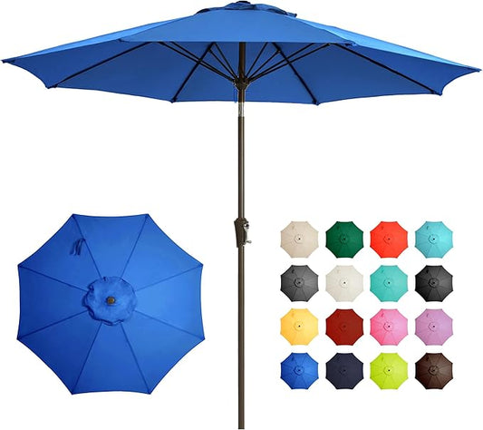 Ayge 9FT Large Outdoor Patio Umbrella Market Table Umbrella-UV Resistant, Easy Push Button Tilt and Crank, 8 Sturdy Fiberglass Ribs Heavy-Duty Pool Umbrella for Deck, Backyard,Garden