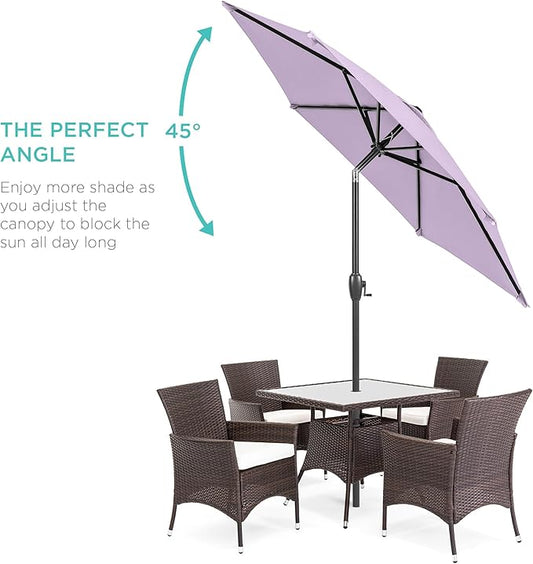 Best Choice Products 7.5ft Heavy-Duty Round Outdoor Market Table Patio Umbrella w/Steel Pole, Push Button Tilt, Easy Crank Lift - Lavender