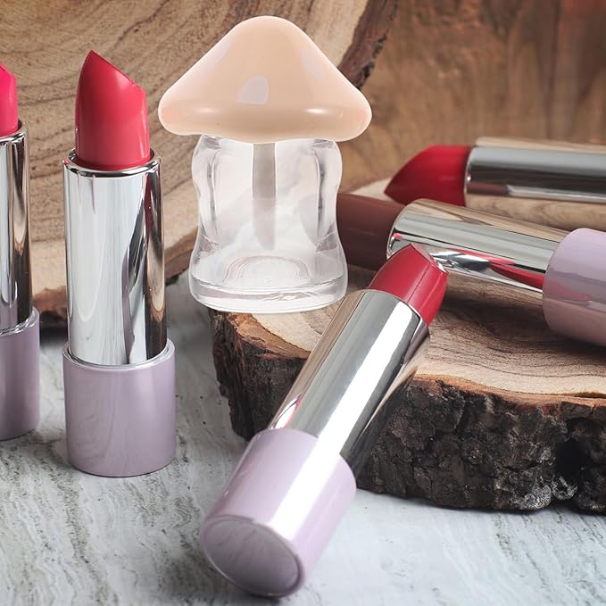 NOLITOY 10 Pieces Clear Lip Gloss Tubes 1.97 Inch Mushroom Shape Plastic Lip Gloss Containers Mini Empty Tube for DIY Cosmetics Women Girls(Mix Color)