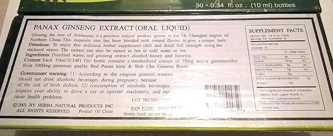 Royal King Panax Ginseng Extract with Alcohol 8000 mg 30 Vial (3 Boxes)