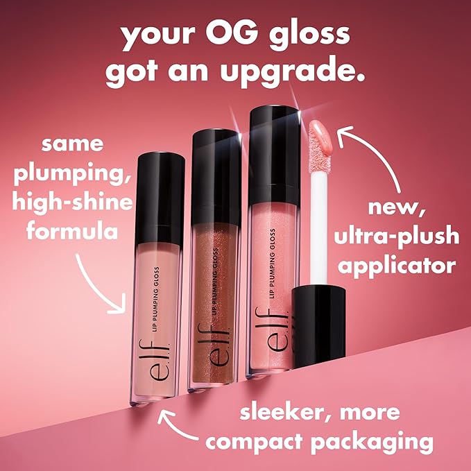e.l.f. Lip Plumping Gloss, High-Shine Sheer Color, Hydrates & Creates Fuller Lips With Vitamin E, Vegan & Cruelty-Free, Sweet Talker, 0.1 Fl Oz