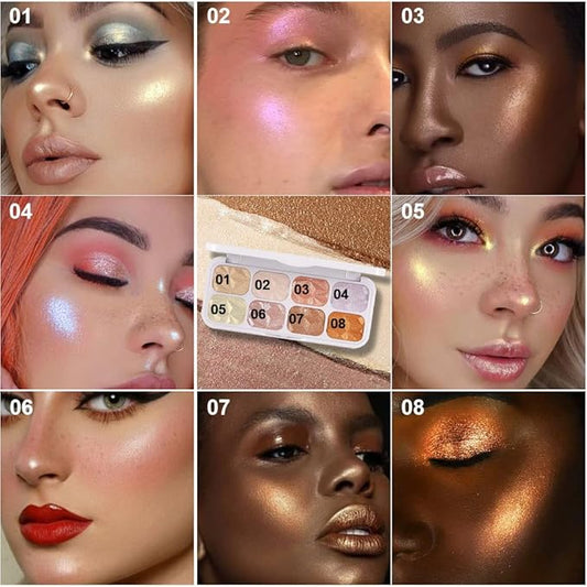 8 Colors Face Body Cheek Diamond Shimmer Highlighter
