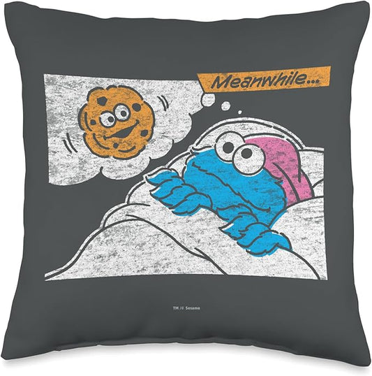 Sesame Street Cookie Monster Meanwhile Throw Pillow, 16x16, Multicolor
