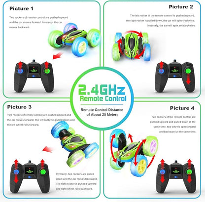 Remote Control Car, RC Cars Toys, 2.4GHz 4WD Fast RC Car with Double Sided 360° Rotation Kids Toys Monster Truck Toys for Girls RC Truck Toy Cars for Boys