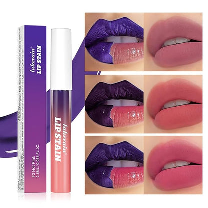Peel-Off Lip Tint Set - Tattoo Lip Stain Kit, Long-Lasting Matte Finish, Moisturizing Peel-Off Lip Mask, Waterproof & Smudge-Proof, 24H Color Hold (#2 Cool Rose, 1)