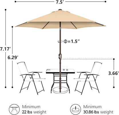 7.5Ft/9Ft Patio Umbrella, UV Protect Pool Umbrella with Heavy Duty Pole,Outdoor Umbrella with Push Botton Tilt & Crank