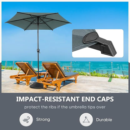 Abba Patio 7.5FT Lyon Outdoor Patio Umbrella Outdoor Table Umbrella with Push Button Tilt and Crank Market Umbrella 6 Sturdy Ribs UV Protection Waterproof for Garden Deck Backyard Pool Grey
