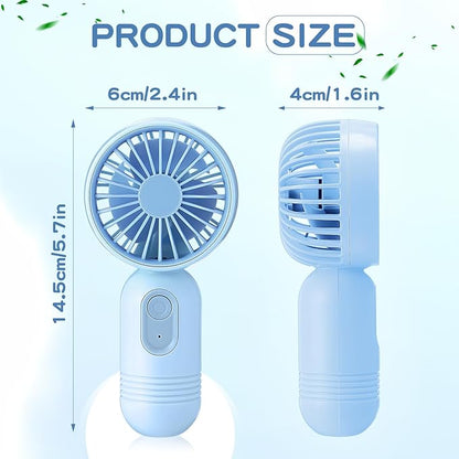Mini Portable Fan Bulk Cute Handheld Lightweight Small Little Personal Hand Eyelash Fan 3 Speeds USB Rechargeable for Women Men Indoor Outdoor Makeup Travel Camping(Blue,6 Pcs)
