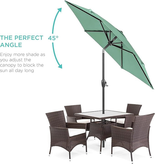 Best Choice Products 7.5ft Heavy-Duty Round Outdoor Market Table Patio Umbrella w/Steel Pole, Push Button Tilt, Easy Crank Lift - Seaglass