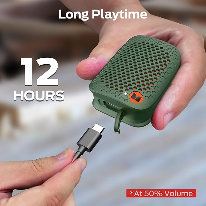 Monster Blaster Micro Bluetooth Speaker, Clip on Wireless Wearable Speaker for Hands-Free Calls and Music, Small Portable Speakers for Workout, Running, TWS, IPX7 Waterproof (Non-Magnetic), Green