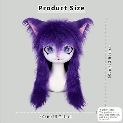 JUNBOON Furry Animal Headgear Beast Full Head Mask Headwear Doll Cosplay Costume Halloween Fursuit