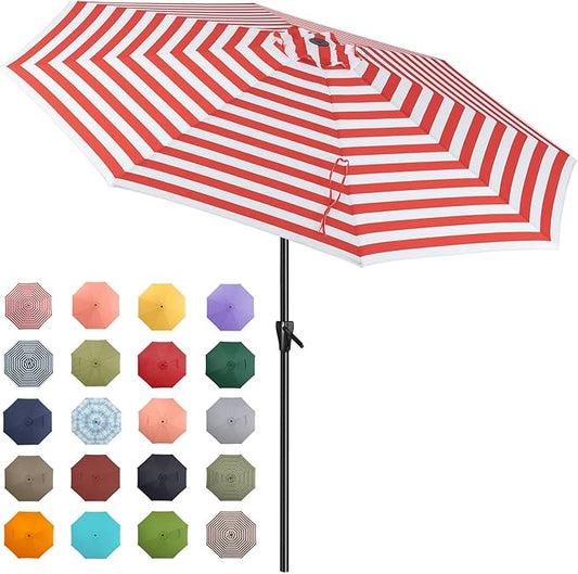 Tempera Patio Market Outdoor Table Umbrella with Push Button Tilt and Crank,Large Sun Umbrella with Sturdy Pole&Fade resistant canopy,Easy to set