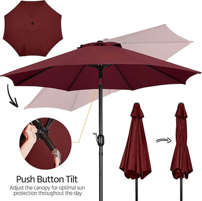 Yaheetech 9FT Patio Umbrella, Outdoor Market Table Umbrella with Push Button Tilt and Crank, Yard Sun Shade with 8 Sturdy Ribs for Garden, Lawn, Beach