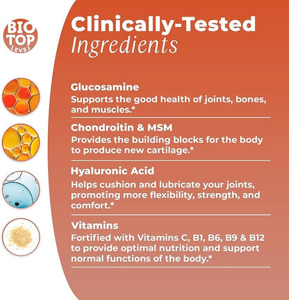 Liquid Glucosamine, Chondroitin, MSM, Biotin, Hyaluronic Acid, All in One Formula for Good Health of Joints, Bones, Hair, Skin & Nails