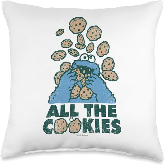 Sesame Street Monster All The Cookies Throw Pillow, 16x16, Multicolor