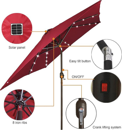 Blissun Rectangular Patio Umbrella, Table Market Umbrella with Tilt and Crank, Outdoor Umbrella for Garden, Deck, Backyard, Pool and Beach