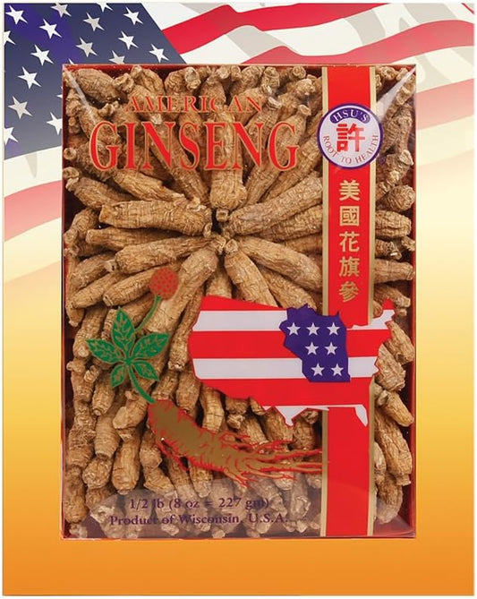 SKU #0135-8, Hsu's Ginseng Half Short Small #2 Cultivated American Ginseng Roots (8 oz = 227 gm/Box), 0135-8, 0135.8